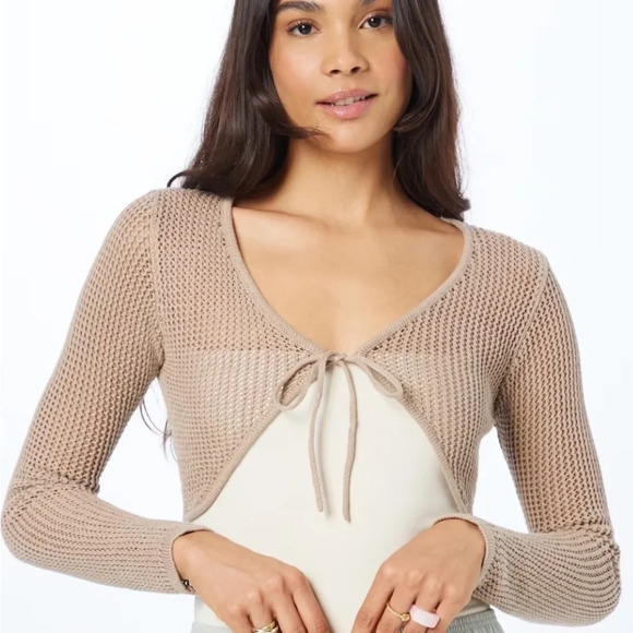 Talky Weijl tie-front cropped top shrugs Sleeves SIZE S new with tag - Picture 5 of 6